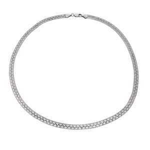 Vintage IBB Sterling Silver 925 5.4mm Flat Diamond Cut Herringbone Necklace 18"